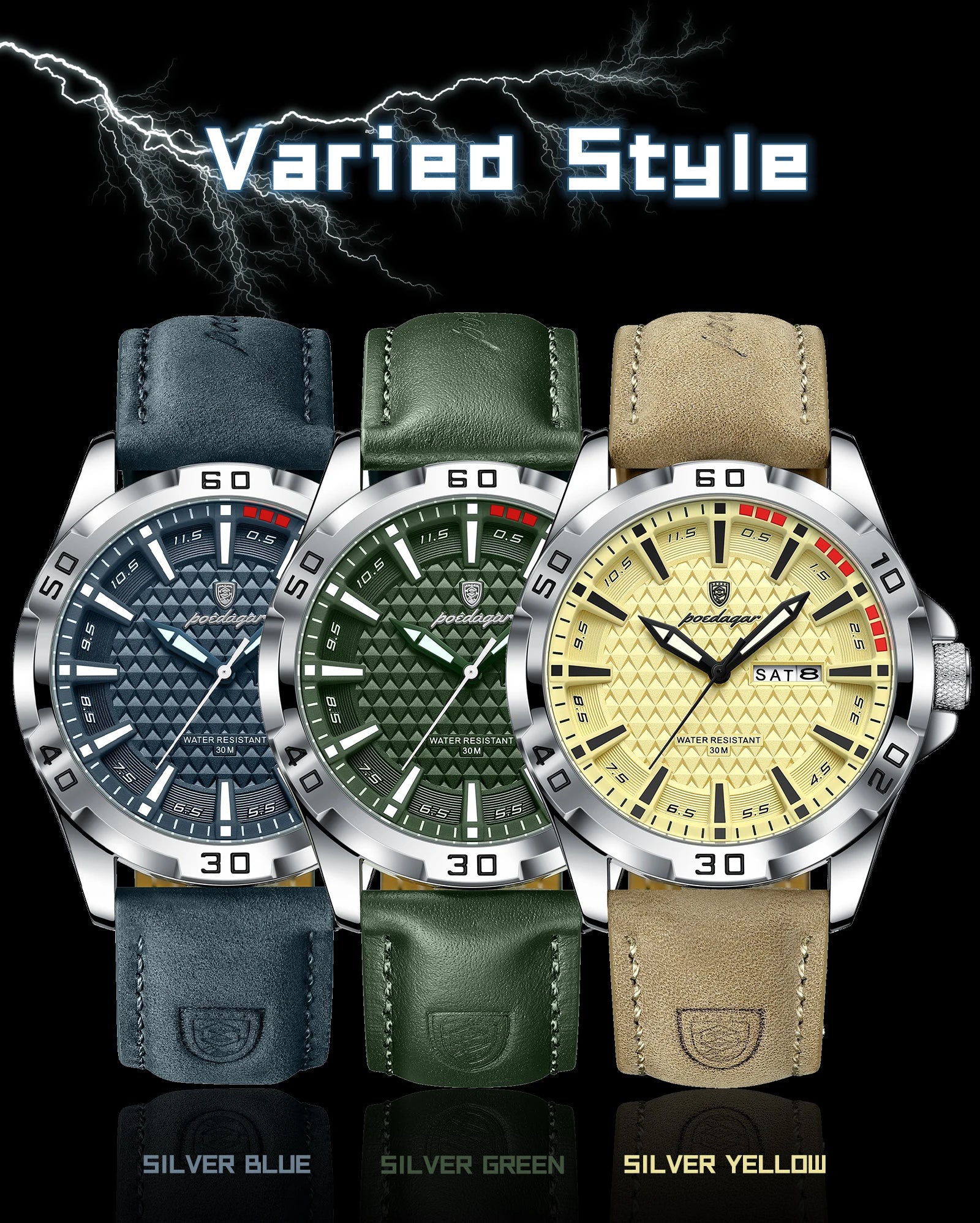 Large Arabic Dial Watch – Full Calendar with Leather Strap