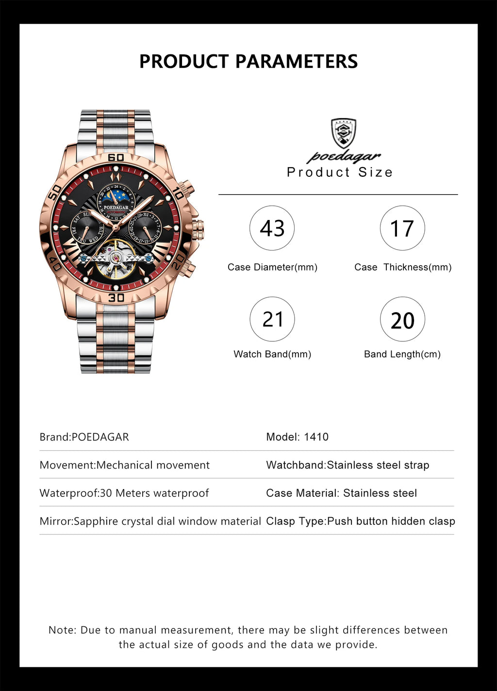 Automatic Skeleton Watch – Tourbillon Style with Full Calendar & Sapphire Crystal