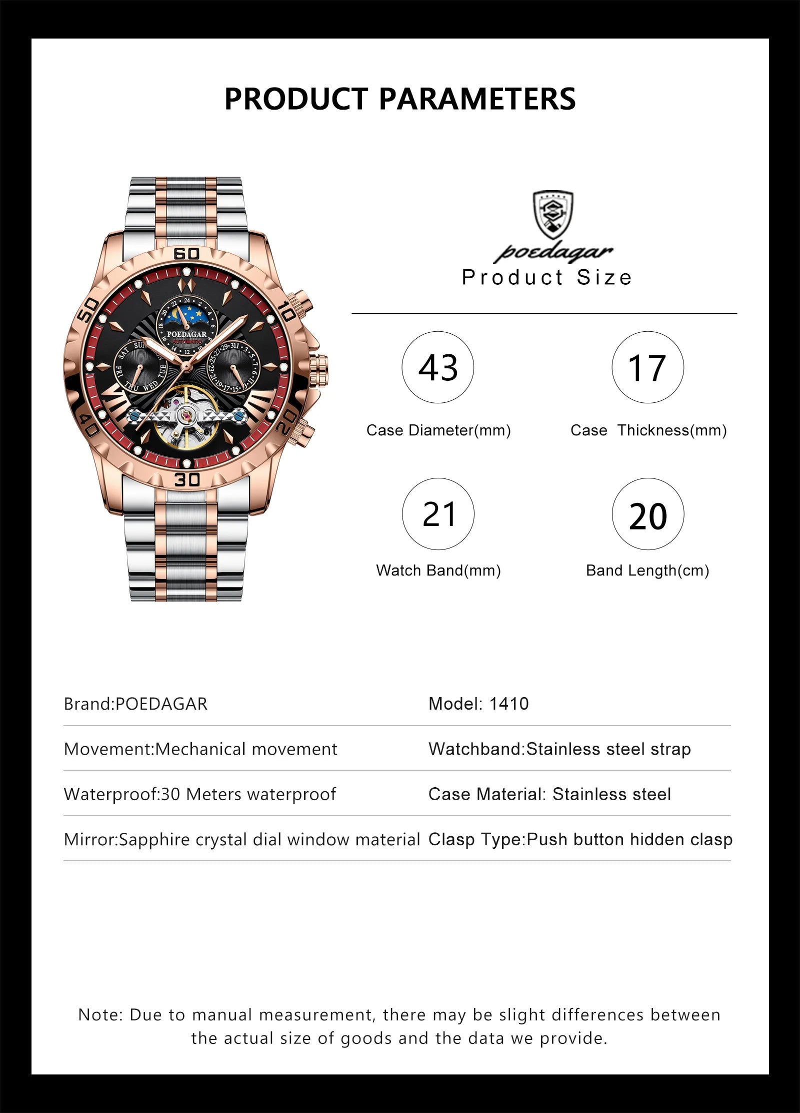 Automatic Skeleton Watch – Tourbillon Style with Full Calendar & Sapphire Crystal