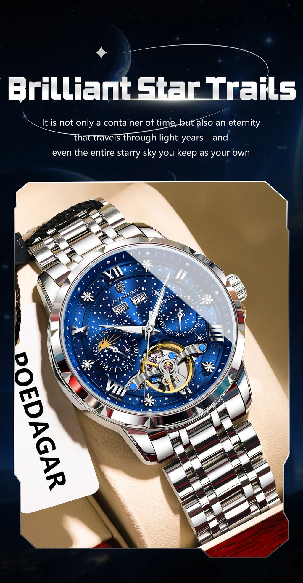 Automatic Skeleton Watch – Roman Numeral Dial with Tourbillon Style