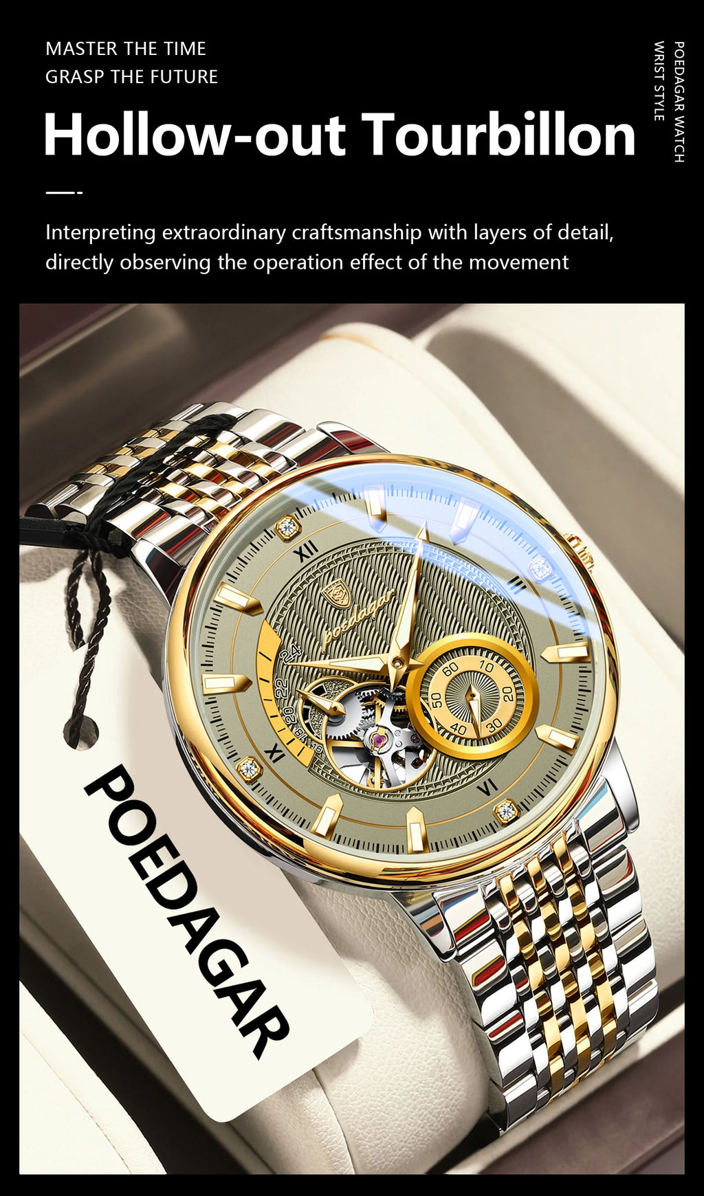 Automatic Skeleton Watch – Luminous Tourbillon Style with Sapphire Crystal