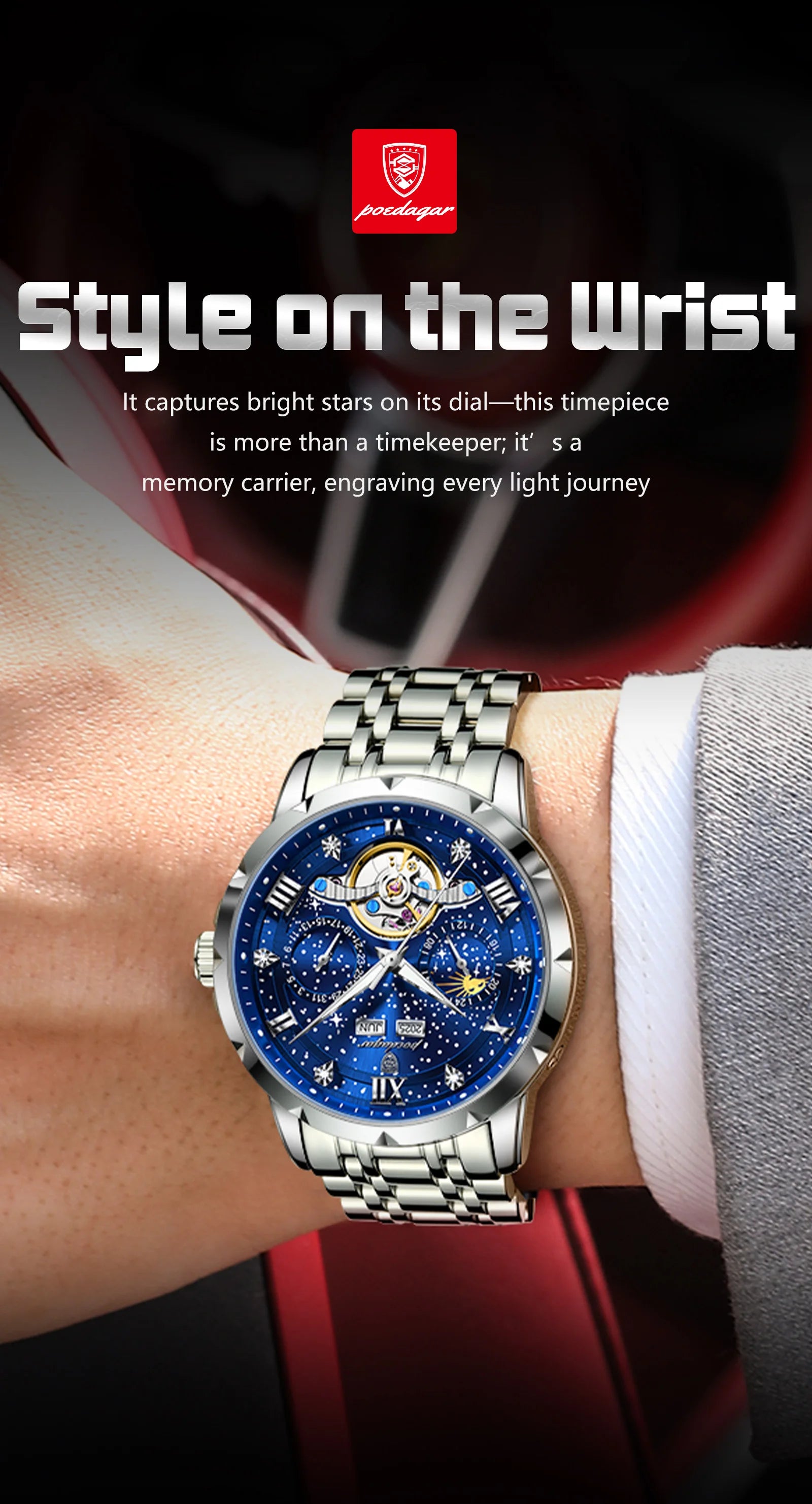 Automatic Skeleton Watch – Roman Numeral Dial with Tourbillon Style